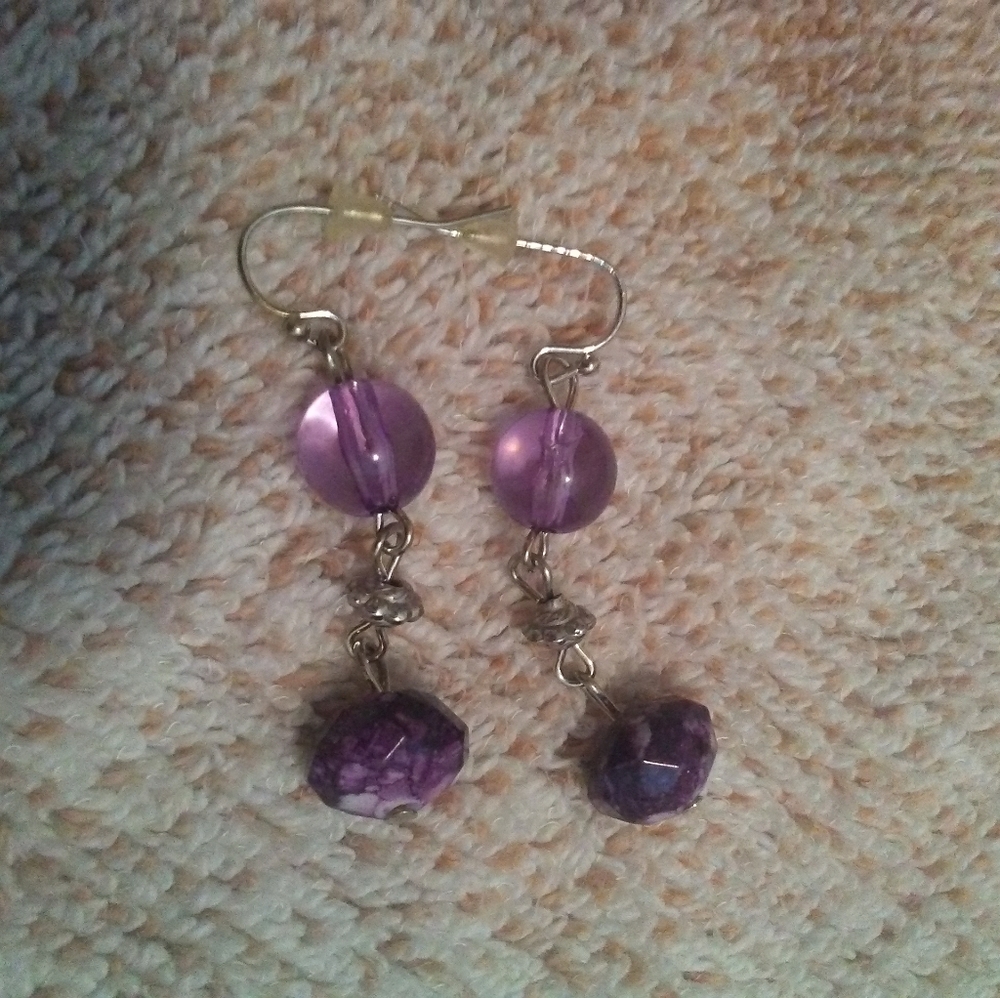 Purple bead earrings